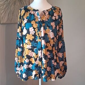 CAbi Multicolor Floral Blouse